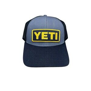 YETI Logo Badge Navy & Yellow Trucker Hat Net Plus Mesh SnapBack NWT